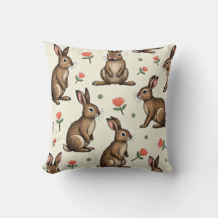 Vintage rabbit pattern cushion