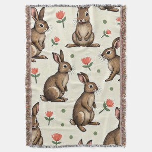 Vintage rabbit pattern throw blanket