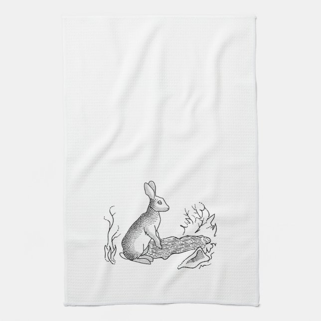 Vintage Rabbit Tea Towel (Vertical)