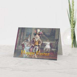 Vintage rabbit top hat Happy Easter Card