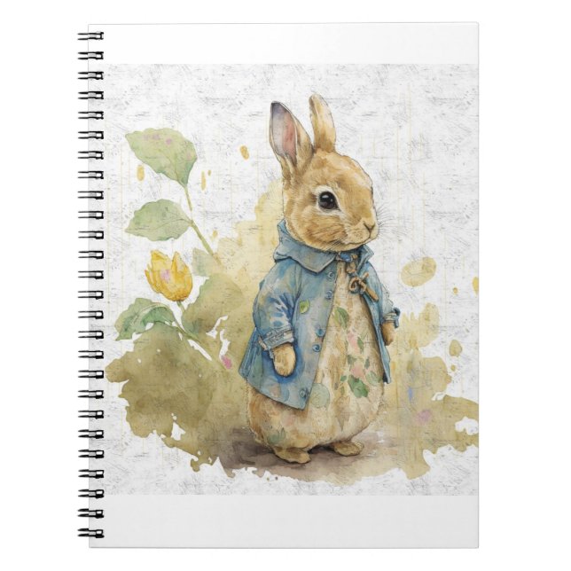 vintage  rabbit with flowers notebook (Front)