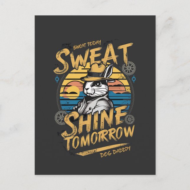 Vintage Rabbit Workout Motivation Art Postcard (Front)
