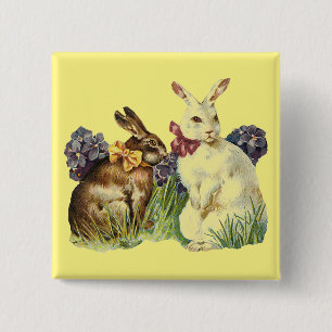 Vintage Rabbits 15 Cm Square Badge