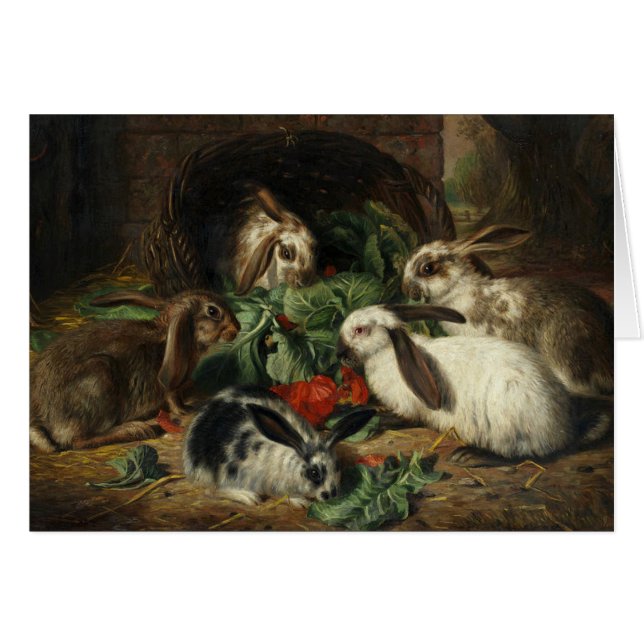 Vintage - Rabbits Eating Together, (Front Horizontal)