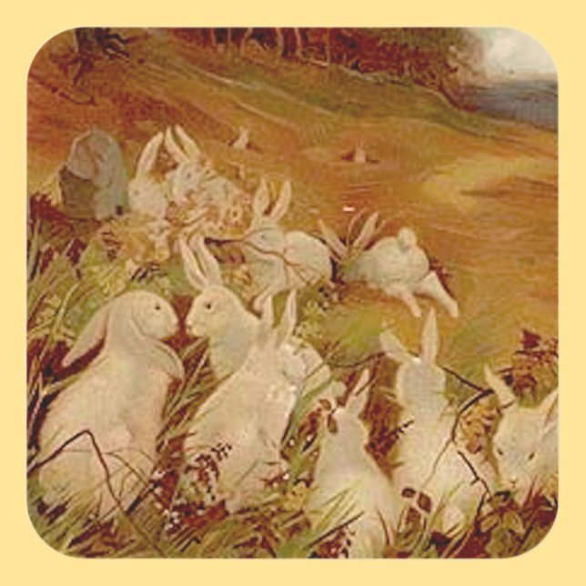 Vintage Rabbits Square Sticker (Creator Uploaded)