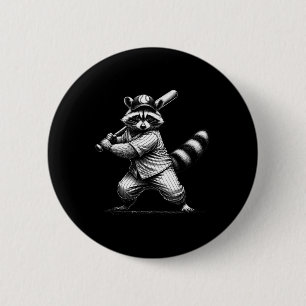 Vintage Raccoon Softll Game Player Sports Lover Me 6 Cm Round Badge