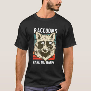 Vintage Raccoons Make Me Happy, Sunglasses Racoon T-Shirt