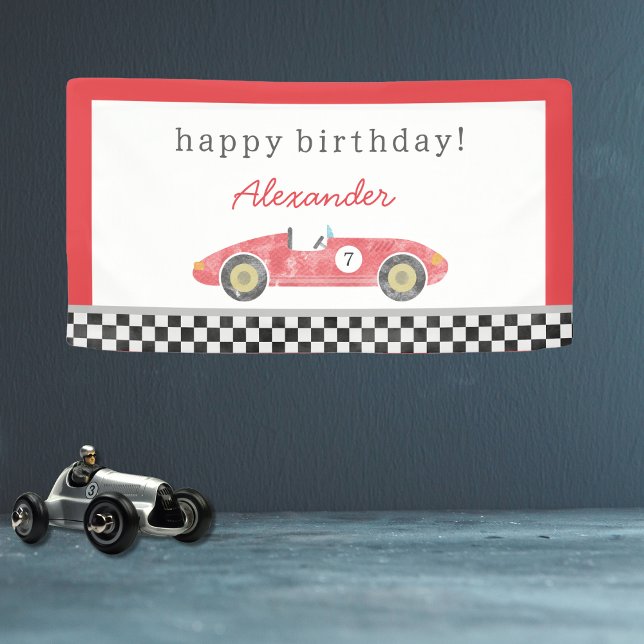 Vintage race car birthday banner (Creator Uploaded)