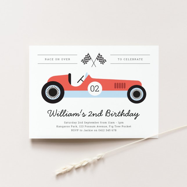Vintage Race Car Birthday Party Invitation (Creator Uploaded)
