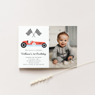 Vintage Race Car Birthday Party Photo Invitation