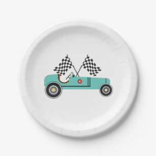 vintage race car Disposable Party Paper Plate