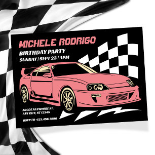 Vintage race car  invitation