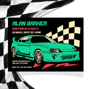 Vintage race car  invitation