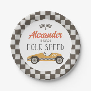 Vintage Race Car made FOUR Speed Birthday Paper Plate