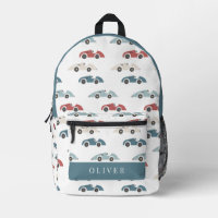Vintage Race Car Pattern Boy White