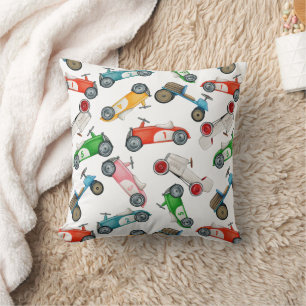 Vintage Race Car Pattern Cushion