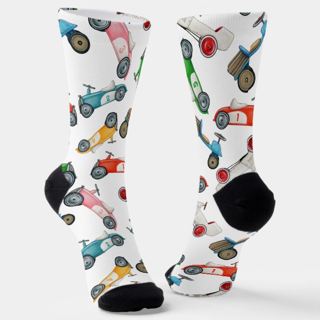 Vintage Race Car Pattern Socks (Angled)