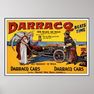 Vintage race car Poster: Darracq Car advertisement Poster