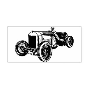 Vintage Race Car Rubber Stamp 