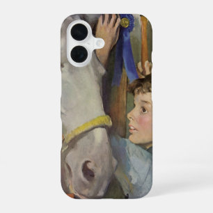Vintage Race Horse, Blue Ribbon Winner with a Boy iPhone 16 Case