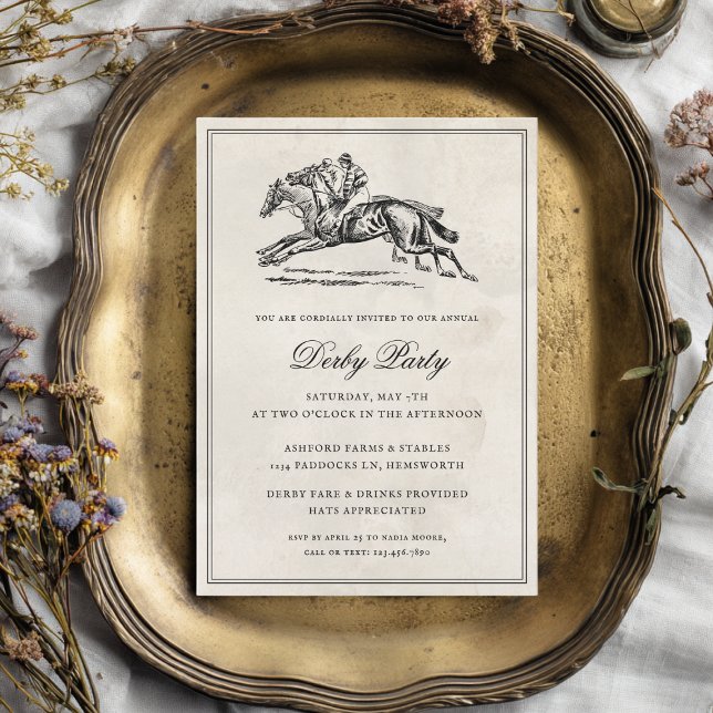 Vintage Race Horses Elegant Derby Party Invitation (Creator Uploaded)