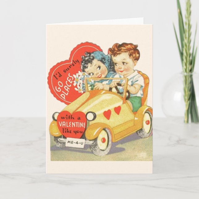 Vintage Racer Valentine's Day Greeting Card (Front)