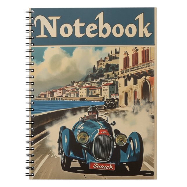 Vintage Racing car coast South France  Notebook (Front)