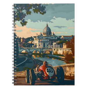 Vintage Racing Car in Rome Notebook