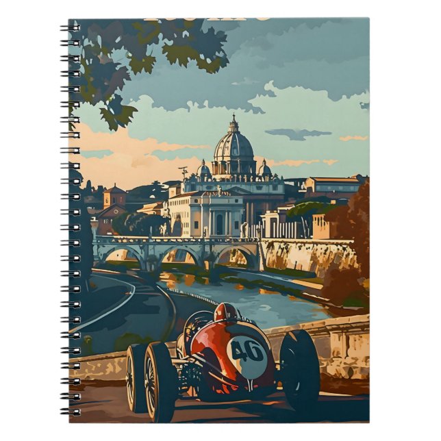 Vintage Racing Car in Rome Notebook (Front)