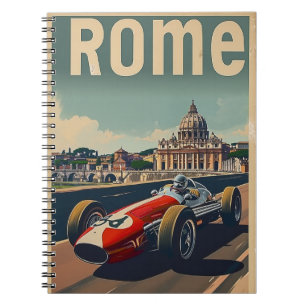 Vintage Racing Car in Rome Notebook