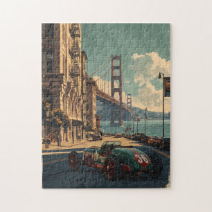 Vintage racing car in San Francisco Jigsaw Puzzle