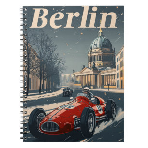 Vintage racing car in snowy Berlin Notebook