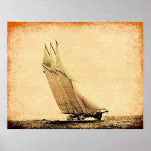 Vintage Racing Yacht Atlantinc Canvas Print