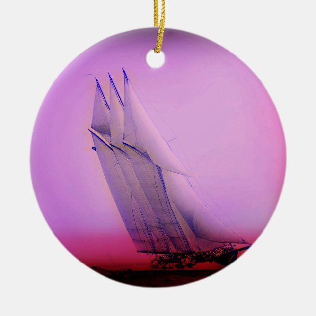 Vintage Racing Yacht Ornament (Front)