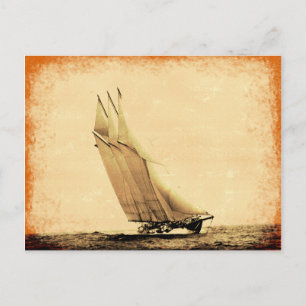 Vintage Racing Yacht Postcard