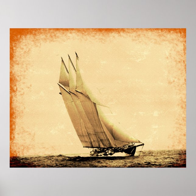 Vintage Racing Yacht Poster (Front)