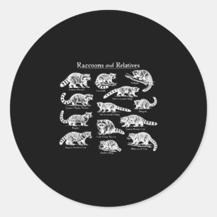 Vintage racoon and relatives wild animal woodland classic round sticker