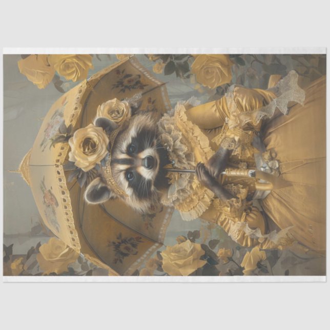 Vintage Racoon Charming Lady Racoon Decoupage  Tissue Paper (Front)