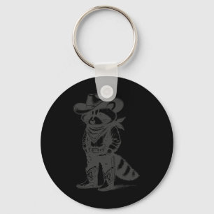 Vintage Racoon Cowboy Cowgirl Trash Panda Western Key Ring