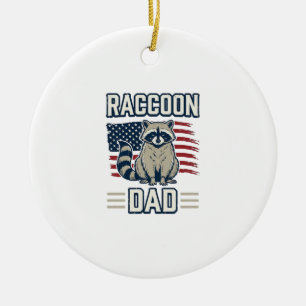 Vintage Racoon Dad Patriotic Shirt Design_1 Ceramic Ornament