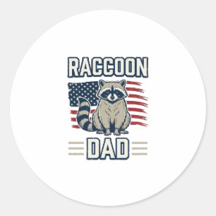 Vintage Racoon Dad Patriotic Shirt Design_1 Classic Round Sticker