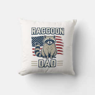 Vintage Racoon Dad Patriotic Shirt Design_1 Cushion