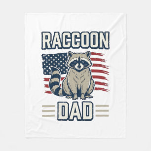 Vintage Racoon Dad Patriotic Shirt Design_1 Fleece Blanket