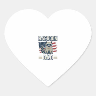 Vintage Racoon Dad Patriotic Shirt Design_1 Heart Sticker