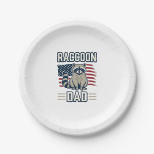 Vintage Racoon Dad Patriotic Shirt Design_1 Paper Plate