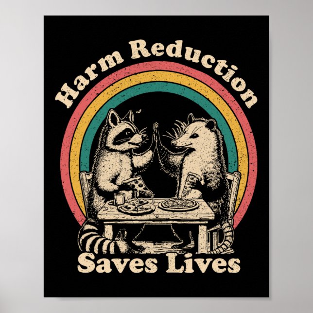 Vintage Racoon Harm Reduction Overdose Awareness  Poster (Front)