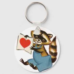 Vintage Racoon Love Key Ring
