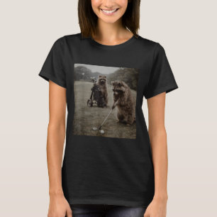 Vintage Racoon Playing Golf Golfer Golf Lovers T-Shirt