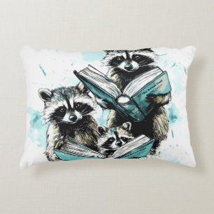Vintage Racoon Readers Club Decorative Cushion