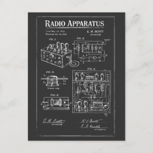 Vintage Radio Blueprint Postcard